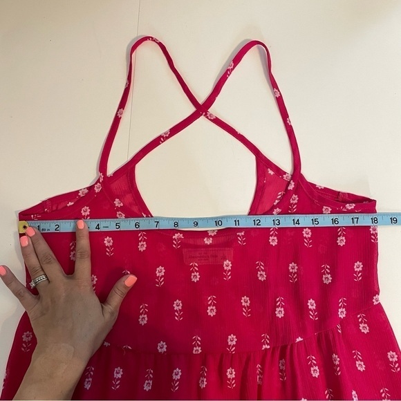 Abercrombie & Fitch Boho Pink Babydoll Strappy Sheer Flowy Shirt Top Size Large - Picture 7 of 8